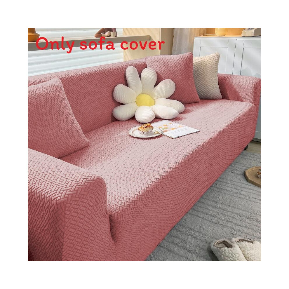 (Pink,2 Seat)Funda De Sofá Incluida De Elasticidad Simple Color Liso Con DiseñO De PatróN Irregular-image