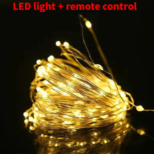 (Warm White, 10m(100LED)) Wire Copper String Fairy Light With Remote Control Christmas Festivities For