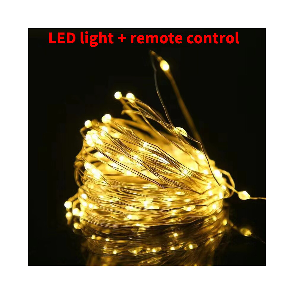 (Warm White, 10m(100LED)) Wire Copper String Fairy Light With Remote Control Christmas Festivities For