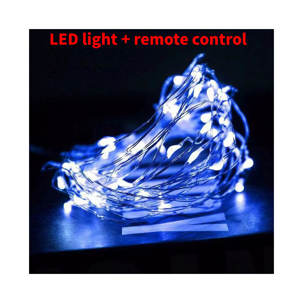 (Blue, 10m(100LED)) Wire Copper String Fairy Light With Remote Control Christmas Festivities For