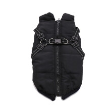 (Black, S) Jacket Padded Cotton Vest Pet Clothing Dog Outerwear Waterproof Features With