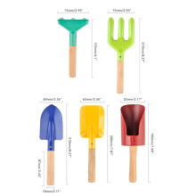 Juego de herramientas de jardinería en miniatura para niños, 5 piezas, 350 g, madera e hierro