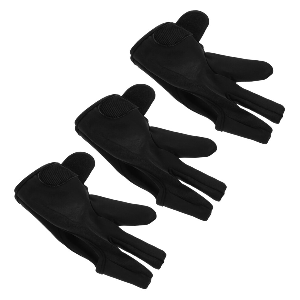Black 3Pcs Heat Resistant Finger Gloves For Hair Styling And Curling, Durable Mitts For Salon And Home Use, One Size Fits All