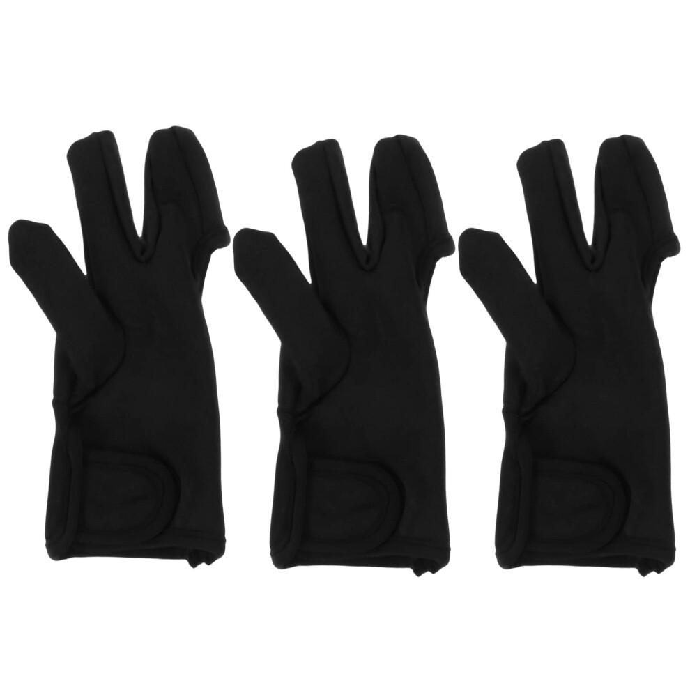 Black 3Pcs Heat Resistant Finger Gloves For Hair Styling And Curling, Three Finger Mitts, Comfortable For Salon And Home Use