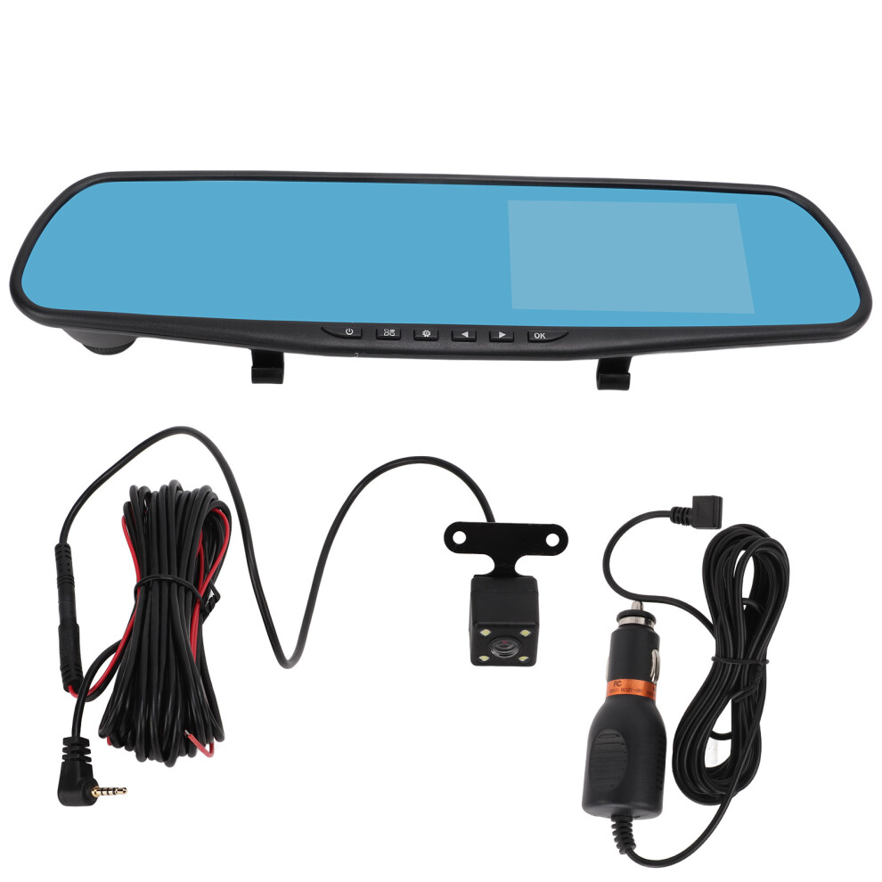 4.3In 1080P Mirror Dash Cam Dual Lens Loop Recorder With Night Vision 4691342649277