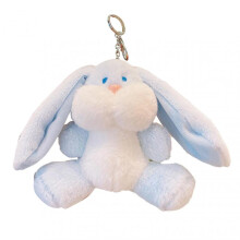 Rabbit Key Chain Cartoon Image Soft Plush Fluffy Animal Shape Three-dimensional Decorative Gift Bunny Doll Pendant Car Key Ring Daily Use