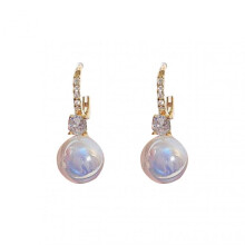 1 Pair Dangle Earrings Faux Pearl Rhinestones Jewelry Shining Plated Drop Earrings for Party