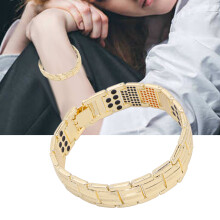 Magnettherapie-Armband Reduziert elektrostatische Aufladung Verbessert den Schlaf Verlieren Gewicht Stilvolle Titanstahl-Armbänder Gold