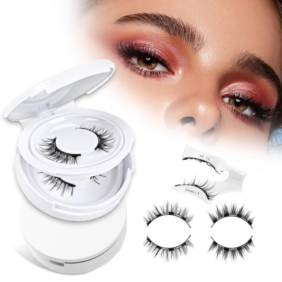 Magnetic Eyelashes with Applicator, 2 Pairs Reusable Cat Eye Natural Look Lashes, No Glue Needed