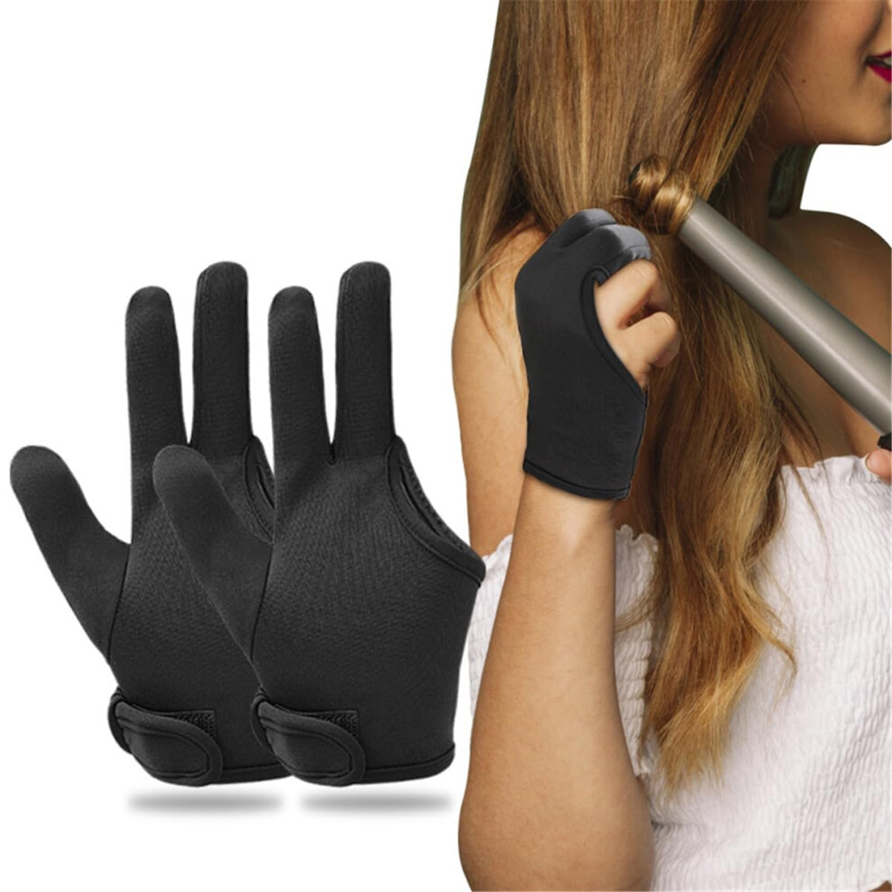 Heat Gloves for Hair Styling, Professional 3 Finger Heat Resistant Barber Gloves for Curling Irons and Flat Irons