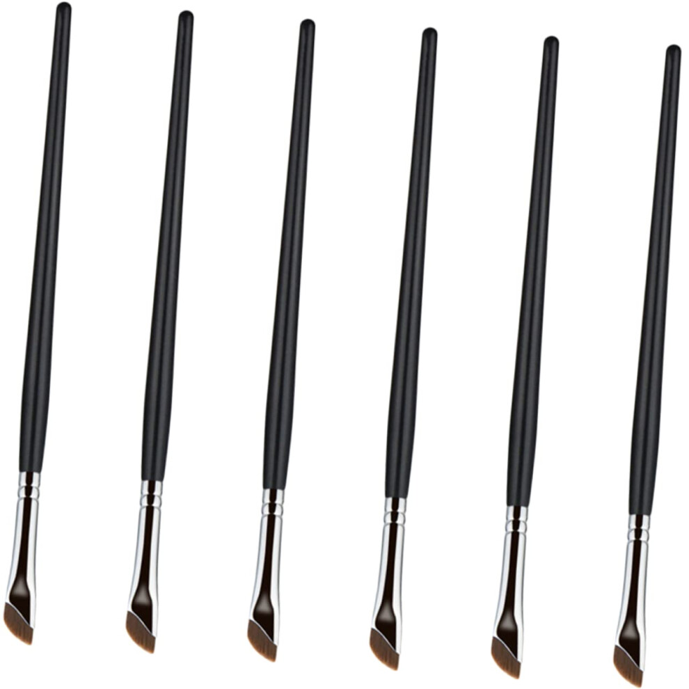 Complete Makeup Brush Set 6pcs with Eyebrow Brush Angled Eyeliner and Flat Shadow Brushes for All Skill Levels