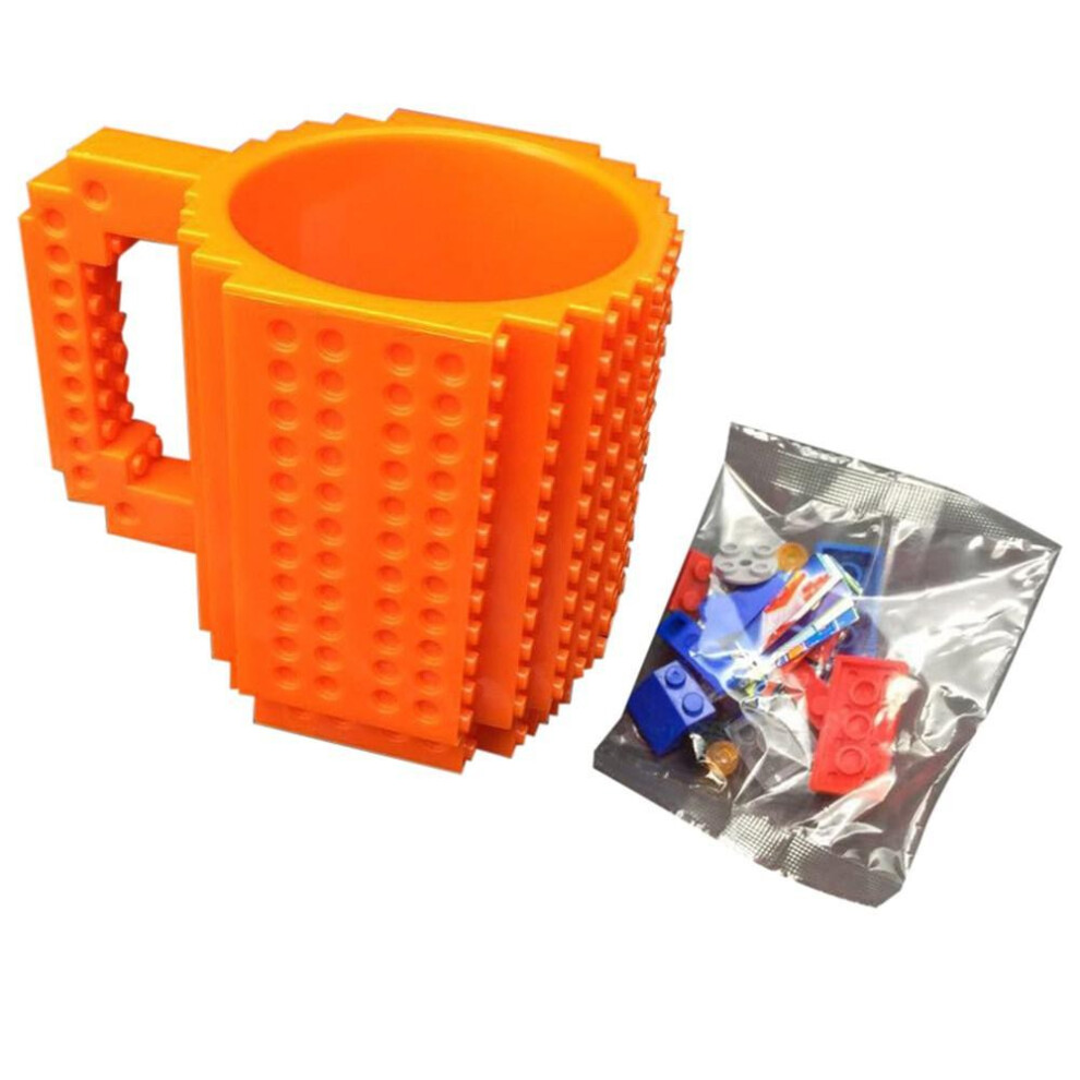 (Orange)1 Pieza Build A Brick Taza Bloques De ConstruccióN Tazas De Café Taza De Café Congelada Bloque HáGalo Usted Mismo-image