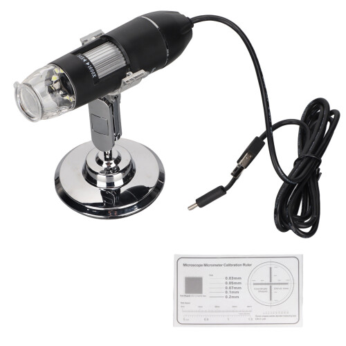 Adjustable 3-in-1 USB Digital Microscope 50x-1600x, 8 LED, Black 1