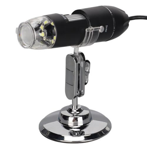 Adjustable 3-in-1 USB Digital Microscope 50x-1600x, 8 LED, Black