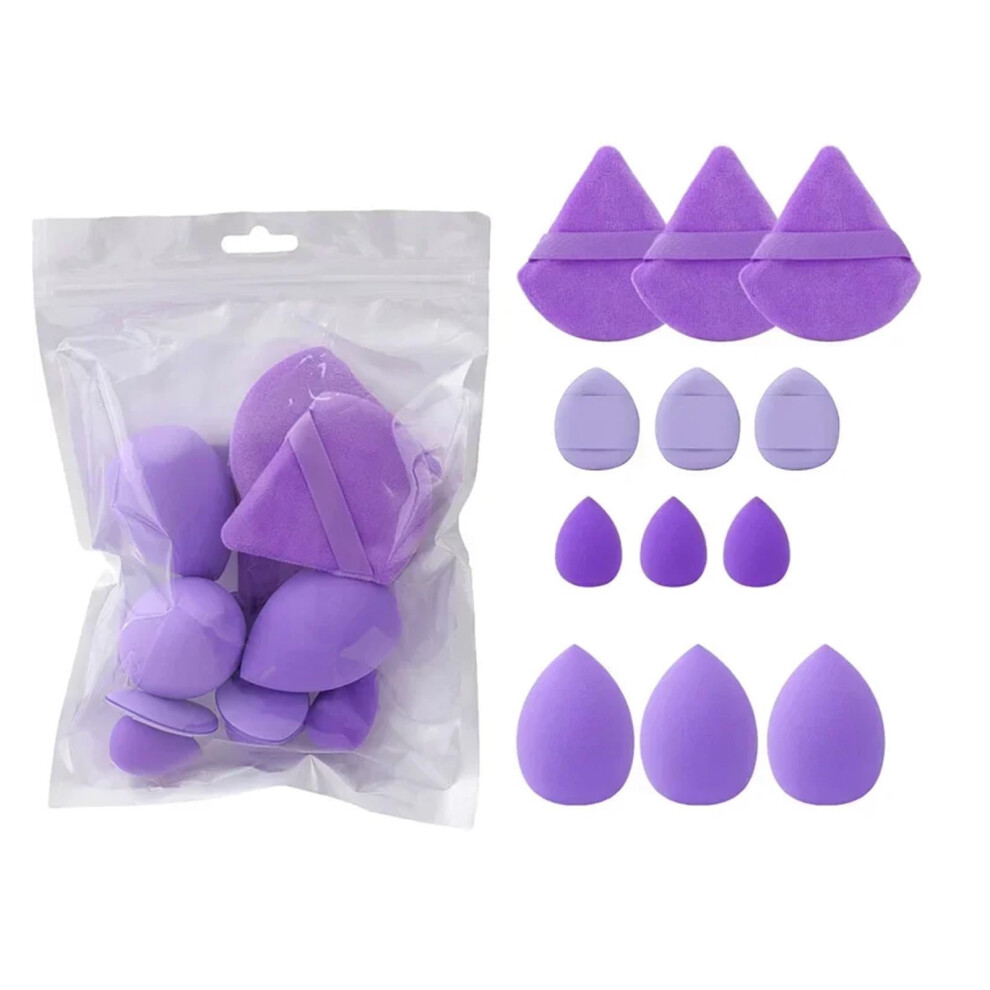 Purple Makeup Sponge Blender Set 12Pcs Soft Foundation Sponges Cosmetic Puff For Women Beauty Tools Accessories