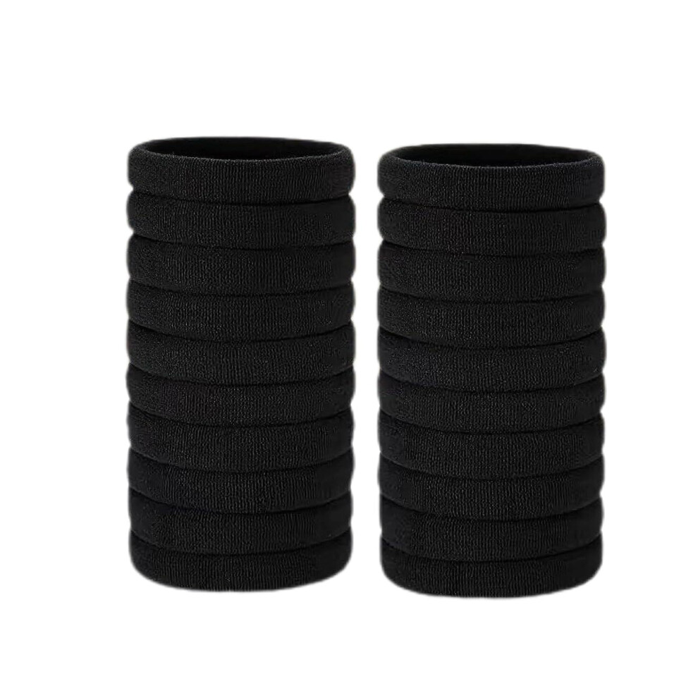 20Pcs Premium Black Gym-Friendly Hair Ties for Ponytails, Updos & Braids - No Damage Elastic Bands-image-OPC-PJPFNM2-NEW