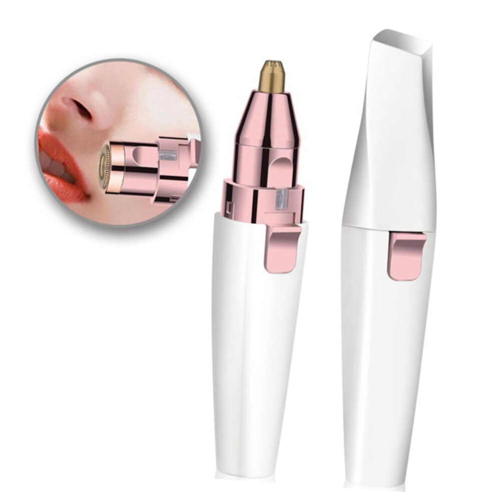 Womens Electric Shaver Hair Remover 2 in 1 Eyebrow Trimmer Lightweight Battery Operated Waterproof for Face and Body