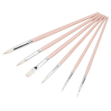 6Pcs Watercolor & Oil Paintbrush Set, Pink, Durable Nylon Art Supplies
