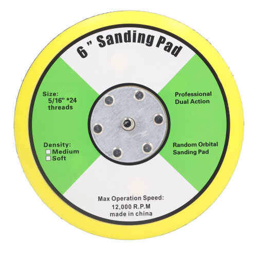 Durable PU Hook & Loop Backing Plate 6in for Air Sander & Polisher 24 Thread 2