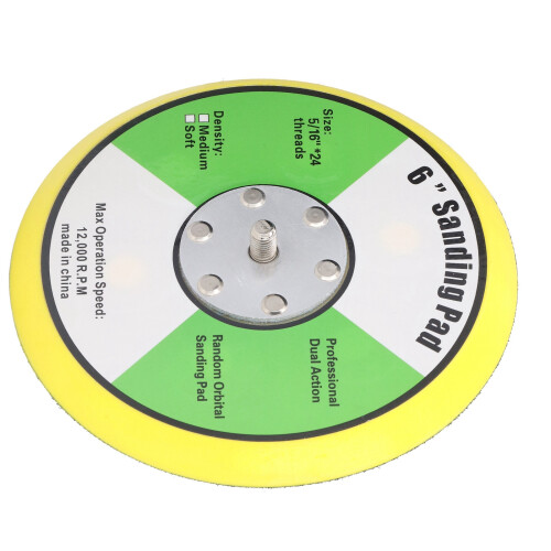 Durable PU Hook & Loop Backing Plate 6in for Air Sander & Polisher 24 Thread