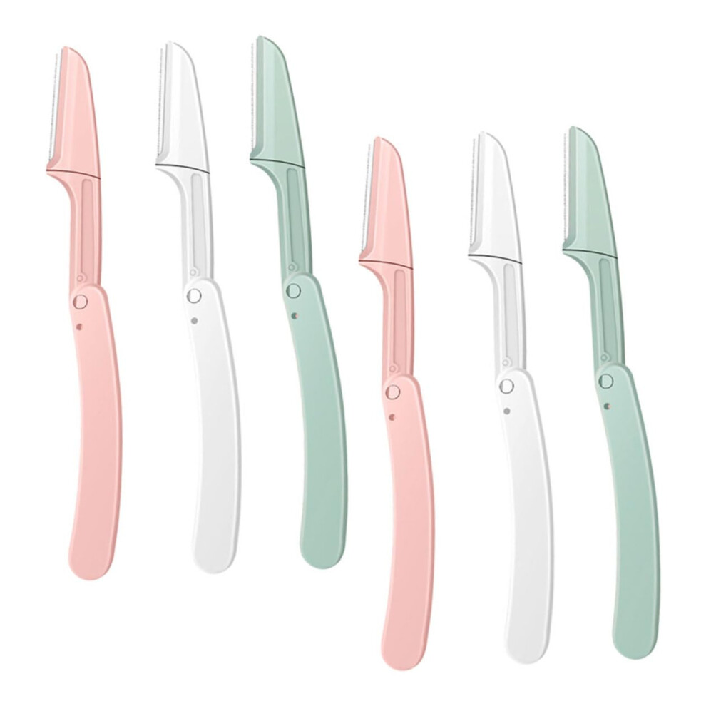 Eyebrow Trimmer Razor Scissors Set 6pcs Compact Portable Makeup Tool for Precision Grooming and Styling