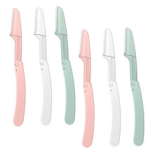 3 Sets Eyebrow Razor Blade Portable Trimmer 2-in-1 Beauty Scissors and Razor Tool for Travel 6 Pieces Each Set