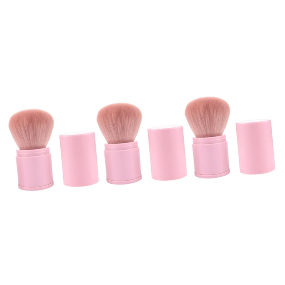 Pink Loose Powder Makeup Brushes Set 3Pcs Soft Dense Applicators For Flawless Makeup Application