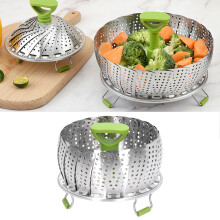 Stainless Steel Folding Steam Basket for Kitchen, Silver, 283g-376g