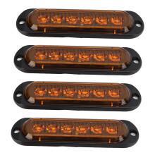 4Pcs Truck Side Lights IP65 Waterproof 90LM 6 LEDs 12-24V Yellow