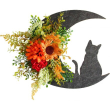 Wreaths for Front Door UK Moon Halloween Wreaths for Front Door Halloween Moon Wreath with Cat Wall Decor Halloween Door Wreath Halloween Decorations