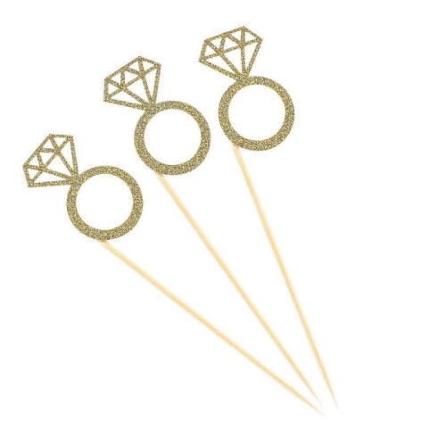 50 Pcs Rose Gold Glitter Assembled Cake Picks Decorations for Wedding 1