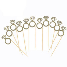50 Pcs Rose Gold Glitter Assembled Cake Picks Decorations for Wedding