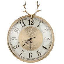 Elegant Copper Deer Head Silent Wall Clock Decor