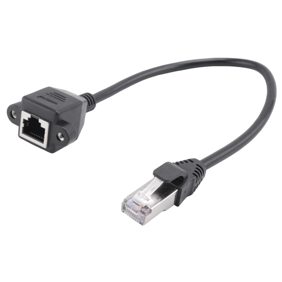 1Ft Rj45 Male To Female Screw Panel Mount Ethernet Lan Network Extension Cable 4851688087748