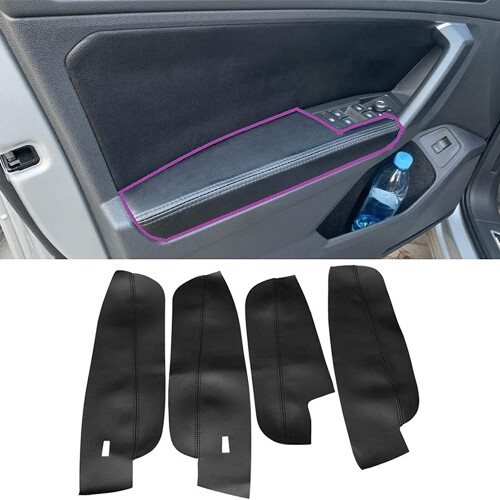 4Pcs Microfiber Leather Interior Door Handle Armrest Panel Cover Protective Trim for 2017 2018 2019 2