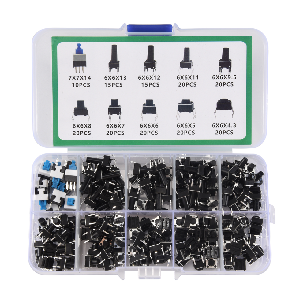 10 Kinds Values 180Pcs Tactile Push Button Switch Micro-Trigger Mini Momentary Tact Assortment 4851688026440