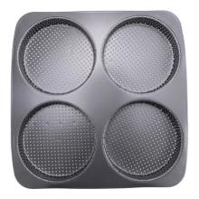Hamburger Bun Pan, 5 Inch Non-Stick Carbon Steel Mold, 4 Cup Big Baking Pan for Homemade Buns