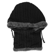 Gorro de punto de invierno talla única negro beanie de felpa de algodón