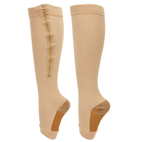 Chaussettes de compression à fermeture éclair en nylon couleur peau L/XL 1