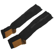 Reißverschluss-Kompressionssocken aus weichem Nylon, waschbar, wiederverwendbar, offene Zehen, formende Beinsocken für Damen, Schwarz, Spli