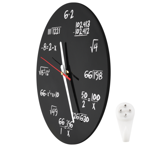Math Wall Clock , Formulas Quiz in Black and White Equation for Home, Office 2