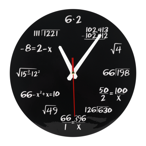 Math Wall Clock , Formulas Quiz in Black and White Equation for Home, Office 1