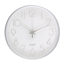 Premium Silver Wall Clock, Decoration, Modern Silent Clock for Home Office Kitchen (25cm, Silver)
