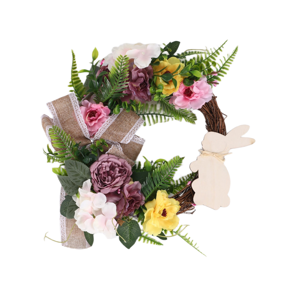 Jehiatek Easter Front Door Wreath For Door,Easter Bunny Butt Shape Garland Wall Decor Spring Decoration