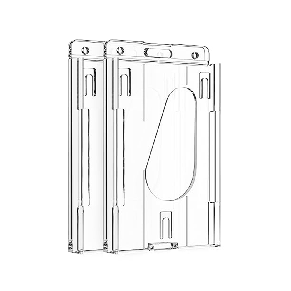 2PCS Vertical Hard Plastic Badge Holder with Thumb Slot Design, Clear PC ID-image-OPC-PJPHG9M-NEW