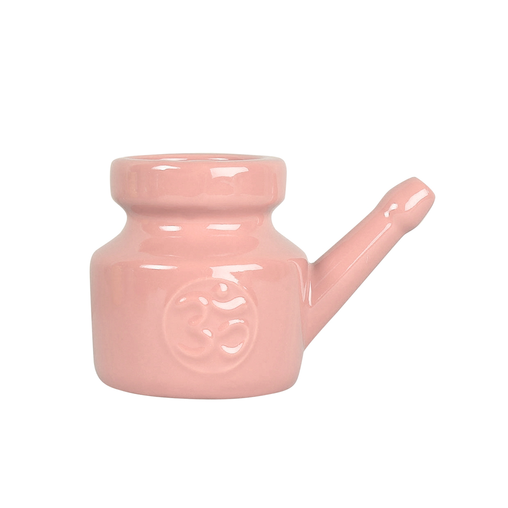 Jehiatek 350Ml Ceramic Neti Pot Nose Cleaning Leakproof Spout For Nasal Rinsing Washing Men Women,Pink