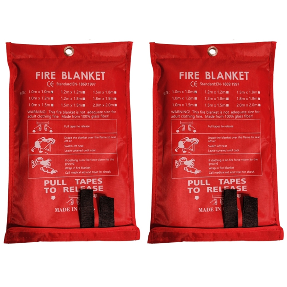 2Pcs Emergency Fire Blanket, Suppression Blanket For Kitchen, Grill, Fireplace (39.4Inch X 39.4Inch) 4851472023914
