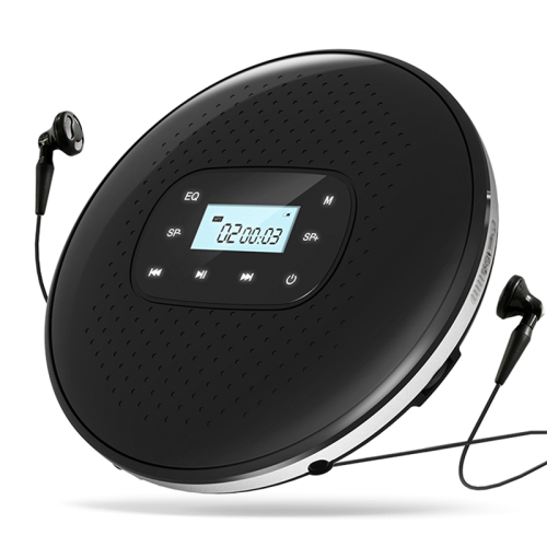 Portable CD Rechargeable Intelligent Touch Screen Player Digital Display Stereo Speaker for Student Black