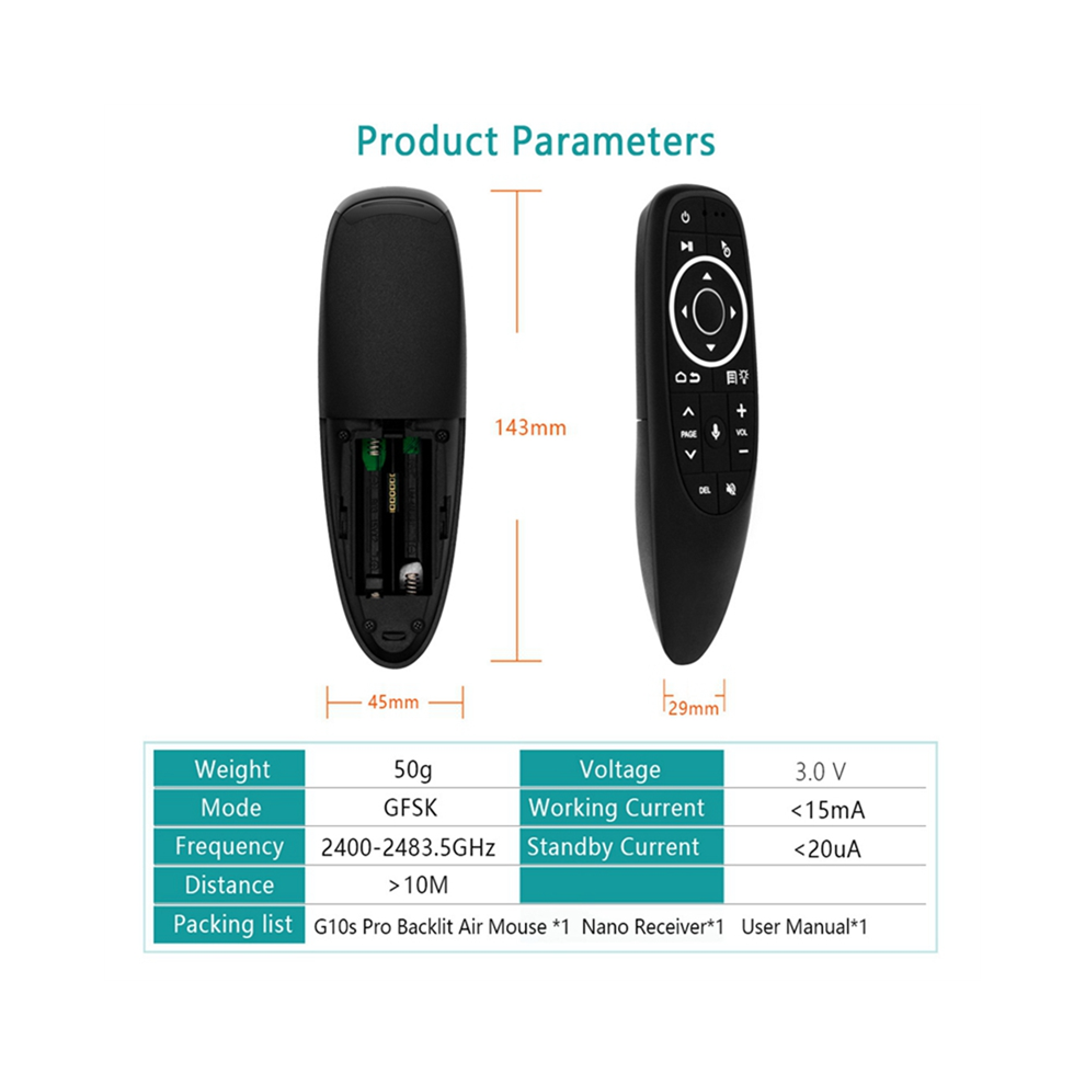 G10s Pro Remote Control For Android Tv Box Voice 2.4G Wireless Mouse Gyroscope Ir Led Backlight 4851472032329