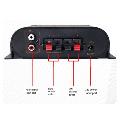 53CC Stereo Amplifier Home 20Wx2 Power 2 Channel Component for Passive Speakers 2